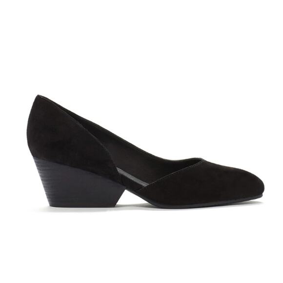 Eileen Fisher Lily Half D'Orsay Pump Heels Black Suede Women's sz 8 - Picture 1 of 13